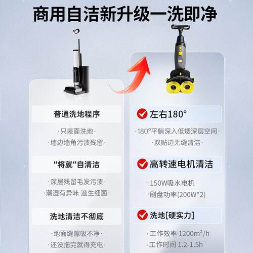 九米云小型洗地机商用工业车间酒店别墅饭厅手推式吸拖All - 图2