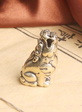 纯把黄铜望吼手件饰挂件瑞兽SS577天朝天吼工艺品文玩茶宠摆老铜