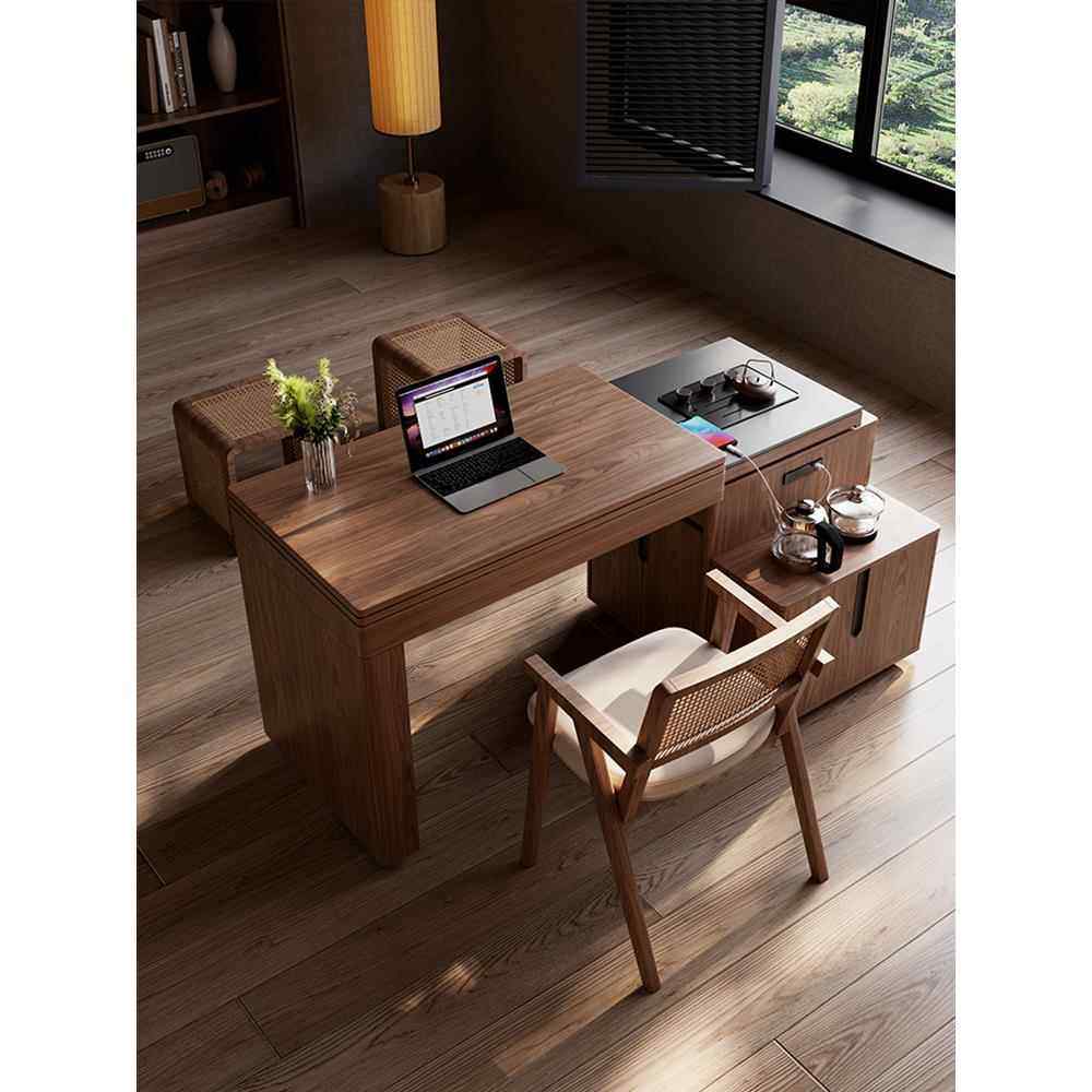 阳台移动伸缩旋转折叠岩板茶桌餐桌椅组合一体小户型茶台岛台边柜,淘宝优惠券,粉丝福利购,淘宝优惠卷