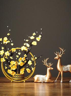 新中式梅花摆件铁艺软装饰品禅意客厅书房办公室玄关创意西辰