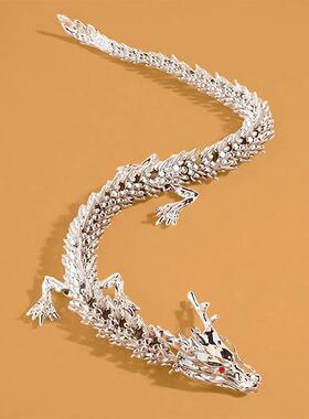 活动关节2024龙年黄铜品摆件立体过年个性客厅办公室龙饰品