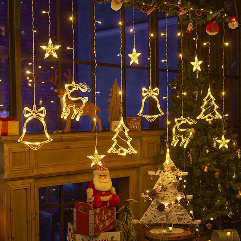 Led curtain star lights scene outdoor camping decoration arrangement small colored lights flashing lights string full of starry atmosphere lights