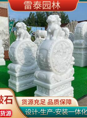 青石抱鼓石门墩一对石雕天然小象狮子庭院石墩石鼓庭院镇宅摆件
