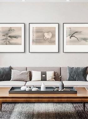 深林中新中式禅意餐厅装饰画沙发背景墙画水墨风景挂画客厅壁画