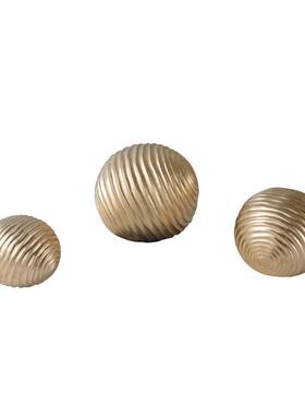 现代简约金色裂纹波浪球创意抽象样板间售楼处客厅书房创意摆件