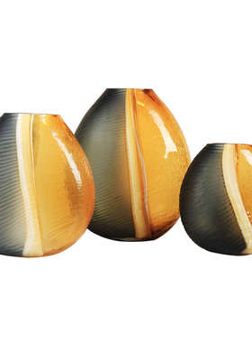 轻奢磨刻水培玻璃花瓶美式样板房现代创意装饰品客厅插花花器摆件