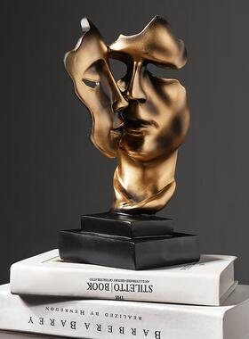 直销新款奢轻艺术情侣人物装饰沉默是金树脂工艺品摆件家居客厅酒