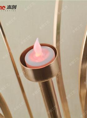 简约现婚庆婚礼道具铁艺烛台酒店样板房家用装饰摆件电镀蜡烛台
