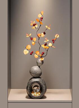 石来运转五福临葫芦高花入户玄瓶关壁龛摆门件客厅电视柜石来运转