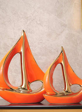 一帆风顺帆船酒柜摆件套装轻奢风高档家居客厅电视柜办公室装饰品