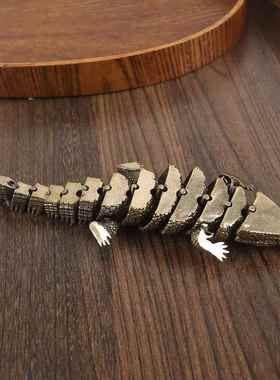 黄铜做旧鳄鱼个性桌面摆件办公室茶桌茶宠铜器复古 鳄鱼摆件