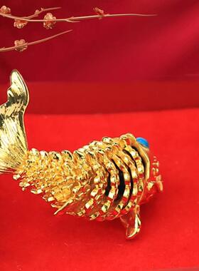 创意招财龙鲤鱼办公室桌面家居年年有余手把件活动龙鱼装饰小摆件