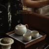 Beige Ru Kiln Xishi Kung Fu Tea Set One Pot and Two Cups as a Birthday Housewarming Gift for Elders, Teachers and Fathers
