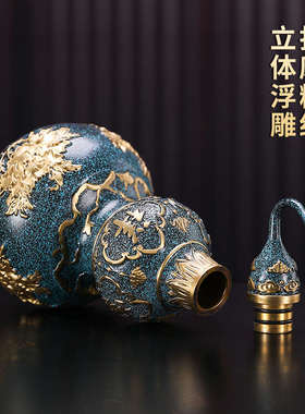 烧蓝富贵纯铜葫芦大号招财风水家居玄关博古架酒柜装饰品摆件