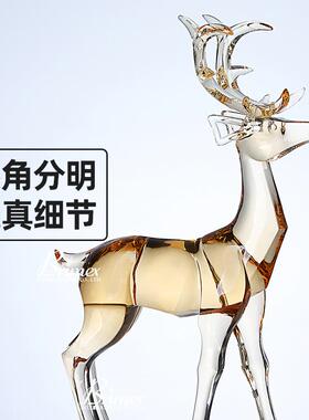 琥珀色圣诞鹿摆件类水晶奔跑式对鹿家居桌面摆饰麋鹿桌面摆件