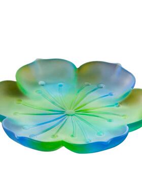 古法琉璃材质多功能荷叶碟子烛台灯座-香插-水果盘-茶托-造型精美