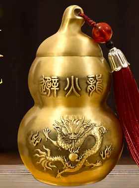 厨房在西北角避火龙瓶子铜葫芦东北摆件橱柜装饰台面柜子创意复古