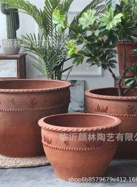 泥瓦土花盆庭院园林盆大号盆JXI缸超大码睡莲盆橘缸气老子式盆透