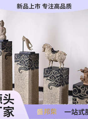 厂家软装柱新中式摆件门口入户展示祥云落地茶室柱玄关底座装饰客
