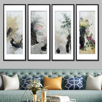 Artisan Su embroidery Melan Zhuju Four-League Screen Home Residence Decoration Hanging Painting Embroidery Genuine Silk