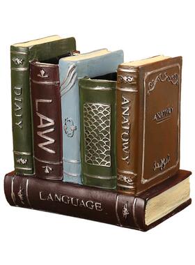 美式创意树脂书形笔筒桌面大容量客厅书桌家居多功能收纳盒摆件