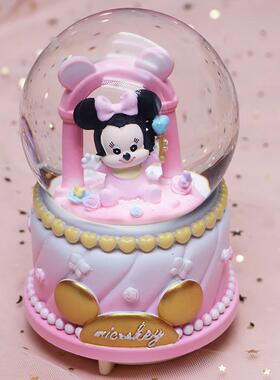 摆爱小老2486鼠水球音乐晶盒可创意树脂卡通小动物件送孩子学生小