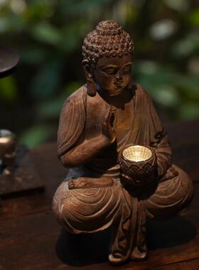 正品佛像花园布置庭公装饰太阳能灯阳台小鱼院池摆中件办室新式复