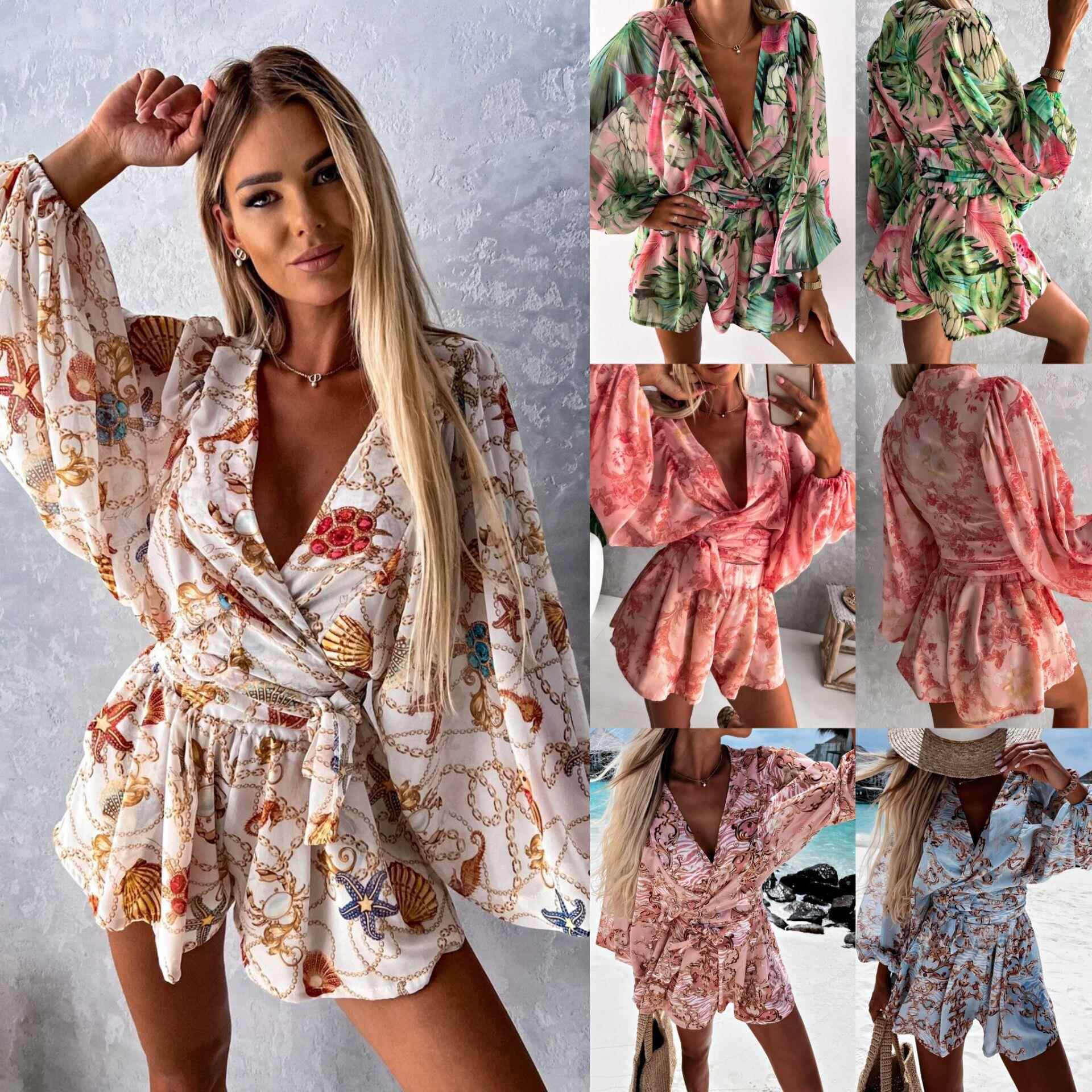 and Casual lantern suit long-sleeved V-neck two-piece top - 图2