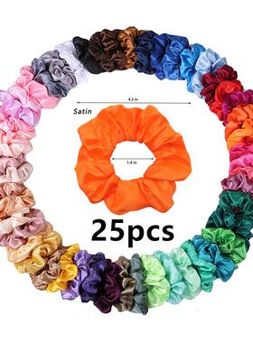 25/10/6/1pc Vintage Satin Scrunchies Girls Elastic Hair Band