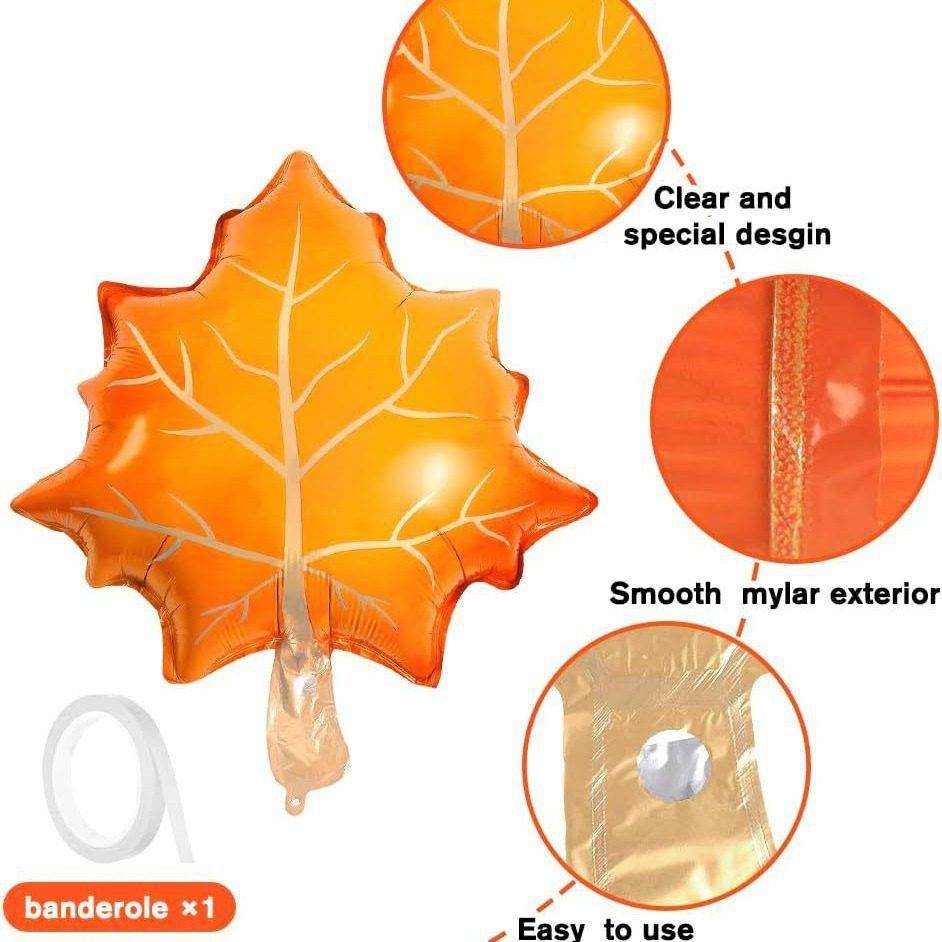 感恩节秋季主题装饰枫叶形状铝膜气球家庭聚会户外拱门布置气球束,淘宝优惠券,粉丝福利购,淘宝优惠卷