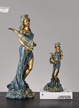 欧式财富女神开业礼品摆件办公室店铺开店送礼创意家居装饰品