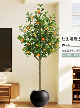 高级感室内橘子树盆栽仿生假花绿植客厅电视柜旁仿真植物装饰摆件