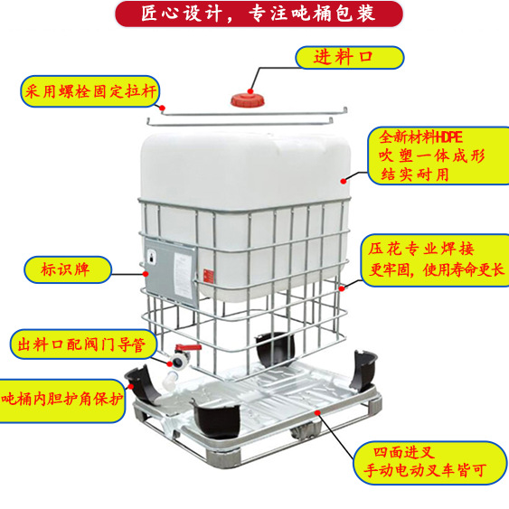 1000升储水罐带铁架1吨方形集装桶塑料化工桶全新IBC吨桶厂家 - 图1