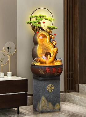 禅意招财葫芦创意假山流水喷泉风水轮鱼缸加湿器客厅店铺开业摆件