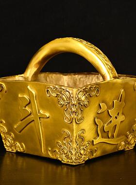 黄铜米斗摆件 铜日进斗金 家居办公桌面装饰创意礼品工艺品