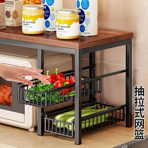 厨房微波炉置物架多层家用台面烤箱电饭锅锅收纳置物架桌面多功能 - 图1