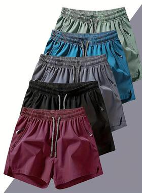 Men's Solid Color Zipper Pocket Quick Drying Shorts Regular