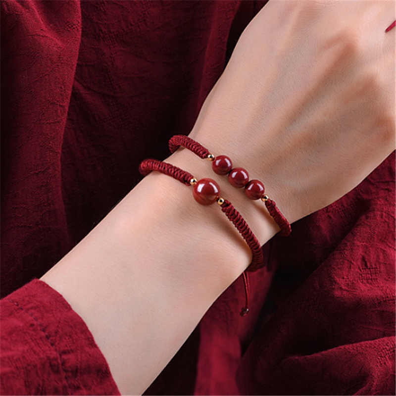 朱砂红绳手链女男本命年手绳单珠三珠朱砂手串编织手绳幸运绳情侣,淘宝优惠券,粉丝福利购,淘宝优惠卷