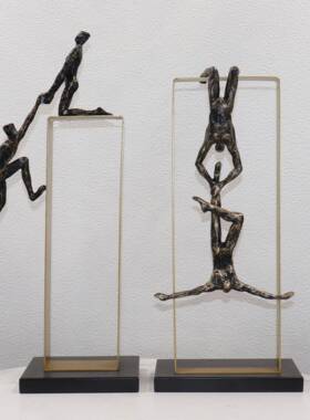 新款直销创意现代黑色轻奢动物人物摆件新中式客厅电视酒柜玄关金