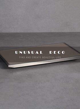 UNUSUAL 简约现代轻奢皮质长形金属托盘样板间客厅茶几桌面摆件