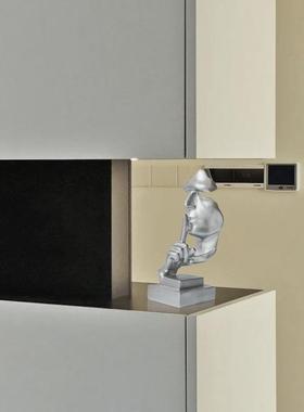 酒柜摆件客厅2025新款简约现代沉默是金银色创意树脂家居饰品客厅