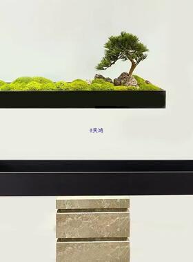 不锈钢微景观花槽托盘桌面造景接水盘长方形多肉花盆铁艺底座