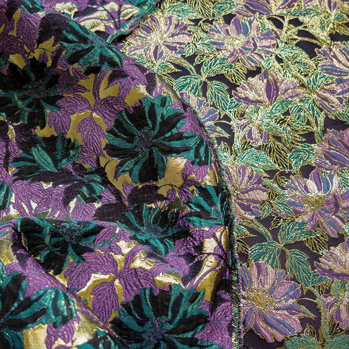 古典金丝花朵礼服包包提花面料质感时装色织挂画连衣裙装饰布料 - 图2