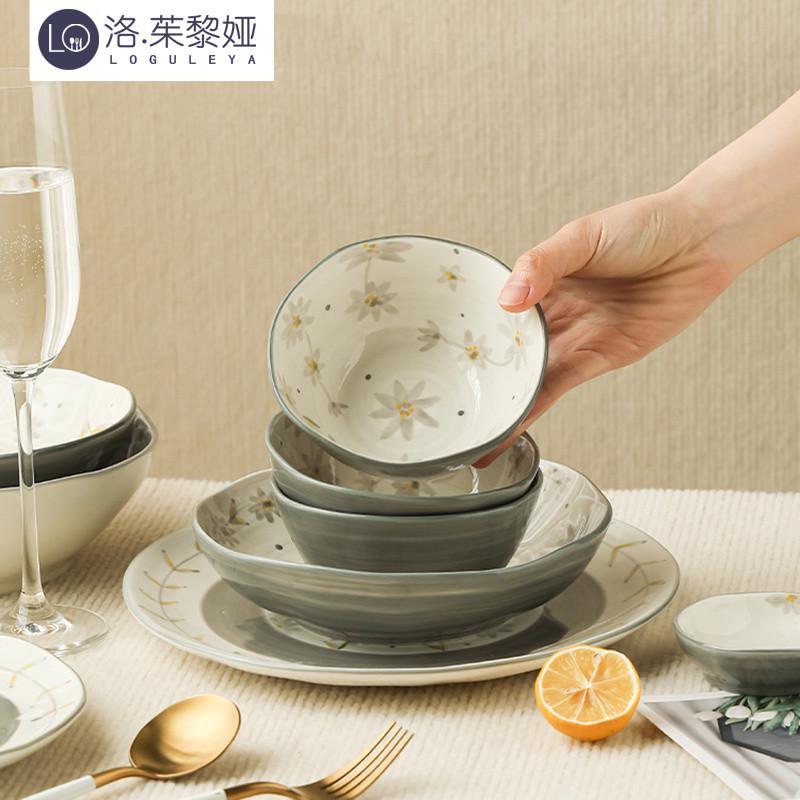 LO.GULEYA碗碟套装家用陶瓷餐具复古乔迁送礼盘子碗筷碗盘组合 - 图1