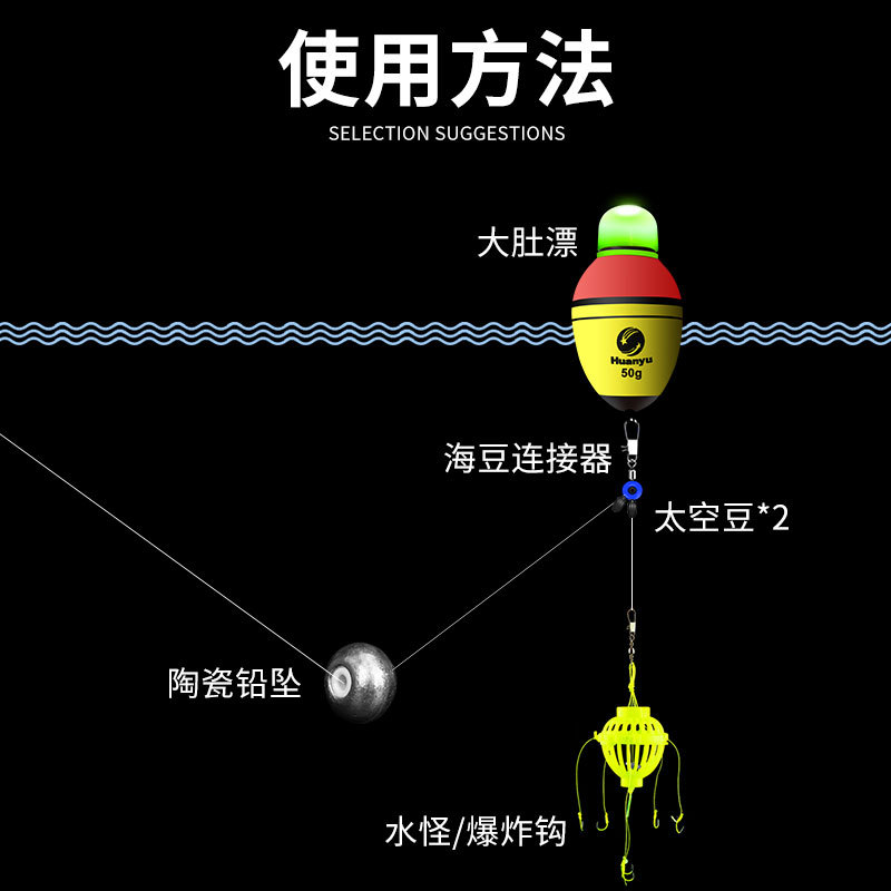 夜光大肚漂套装远投鲢鳙电子鱼漂阿波漂海杆海竿电池水怪钓组全套