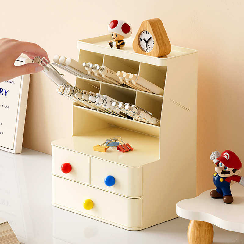 塑料创意大容量笔筒多巴胺抽屉收纳盒儿童学生办公室桌面整理架,淘宝优惠券,粉丝福利购,淘宝优惠卷