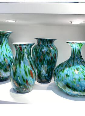 绿色鎏金琉璃花轻奢现客厅样板房玄关水培插花器玻璃装饰餐