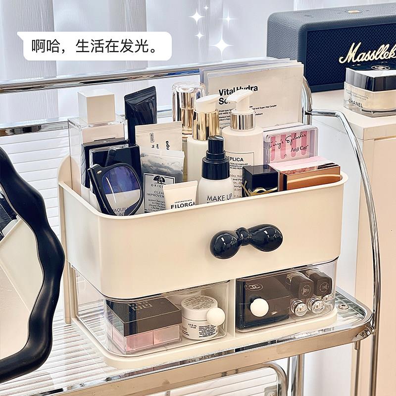 Wall-mounted storage box without punching holes, wall storage rack, cosmetics and skin care product storage shelf, dressing table, desktop makeup
