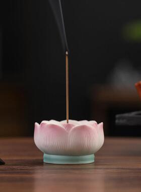 陶瓷香熏炉家用室内插创内莲花线香炉底座茶YF24107道室线香意炉