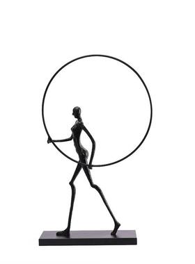 轻奢现代简约黑色抽象人物人像摆件雕塑坐姿人样板房售楼处饰品